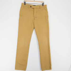 Unis Gio Pants Mens 32 Tan Button Fly Chino Flat Front Cotton Twill